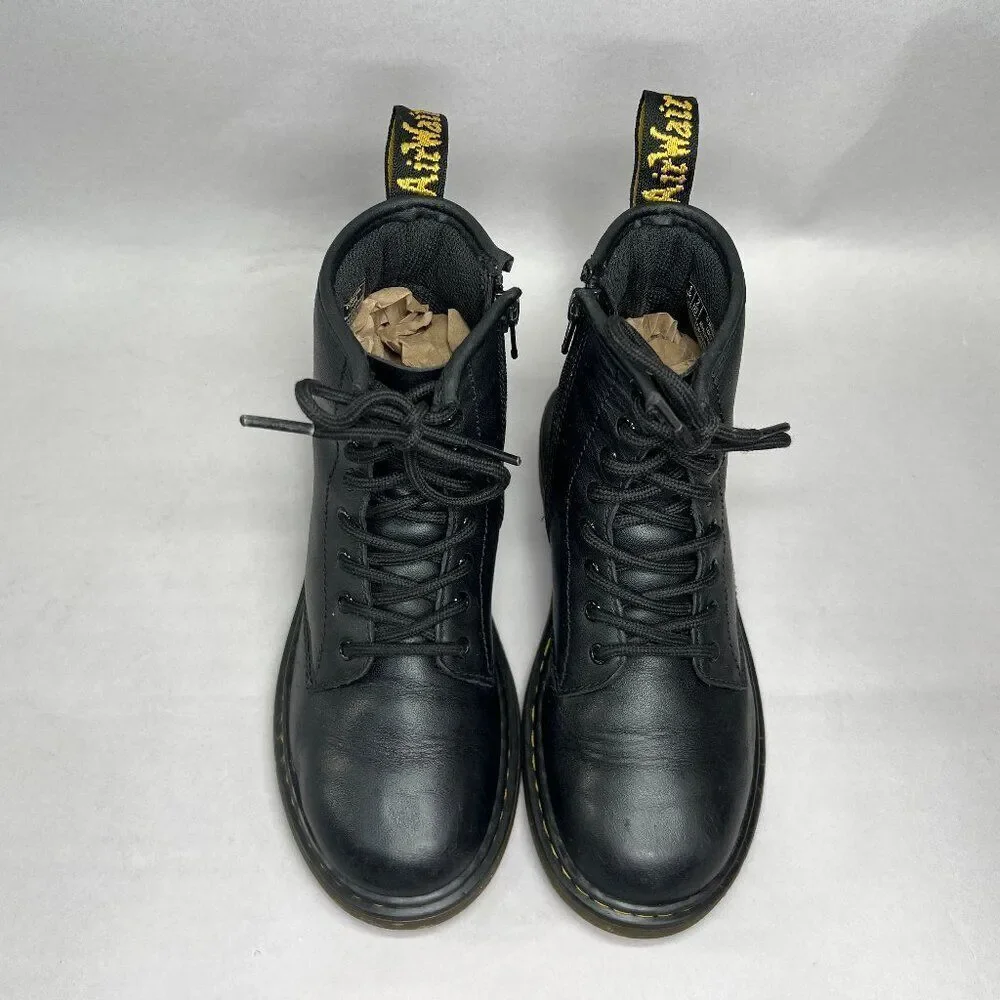 Dr. Martens Boots Boy's Size 2 1460 Softy T Black Leather Lace Up Combat‎ Boots